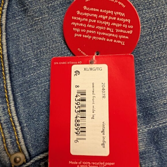 NWT Spanx XL Seamed Front Wide Leg Pull-On Jeans Indigo - Picture 5 of 8